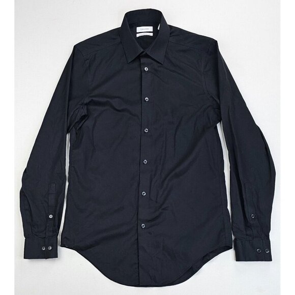 Calvin Klein Slim Fit Performance Non Iron Size 14.5 32-33 Mens Black L/S Shirt - Picture 1 of 8